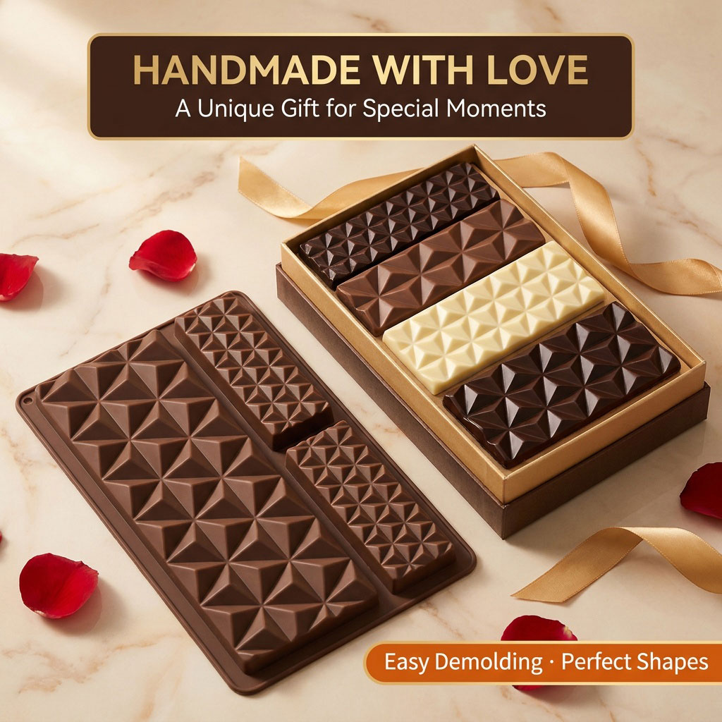 Kitchen And Baking Tools - 2-in-1 Silicone Chocolate Bar Mold, Reusable