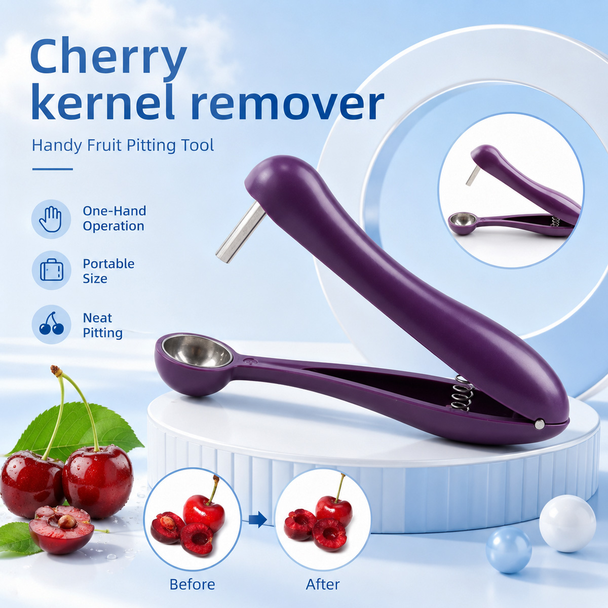 Kitchen And Baking Tools - Cherry Kernel Remover Handheld Cherry Pitter