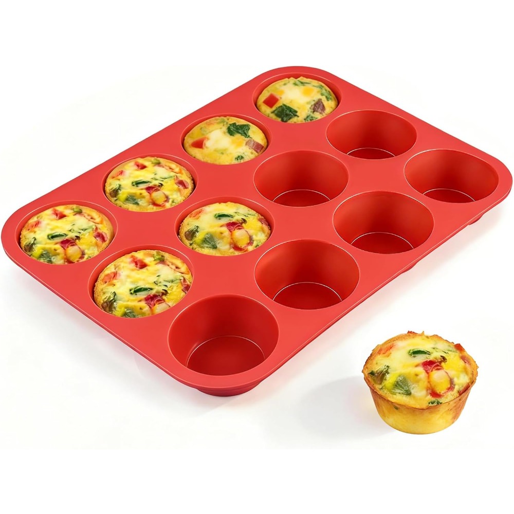 Muffin Tin Nonstick - 12 Cup Silicone Muffin Pan Nonstick