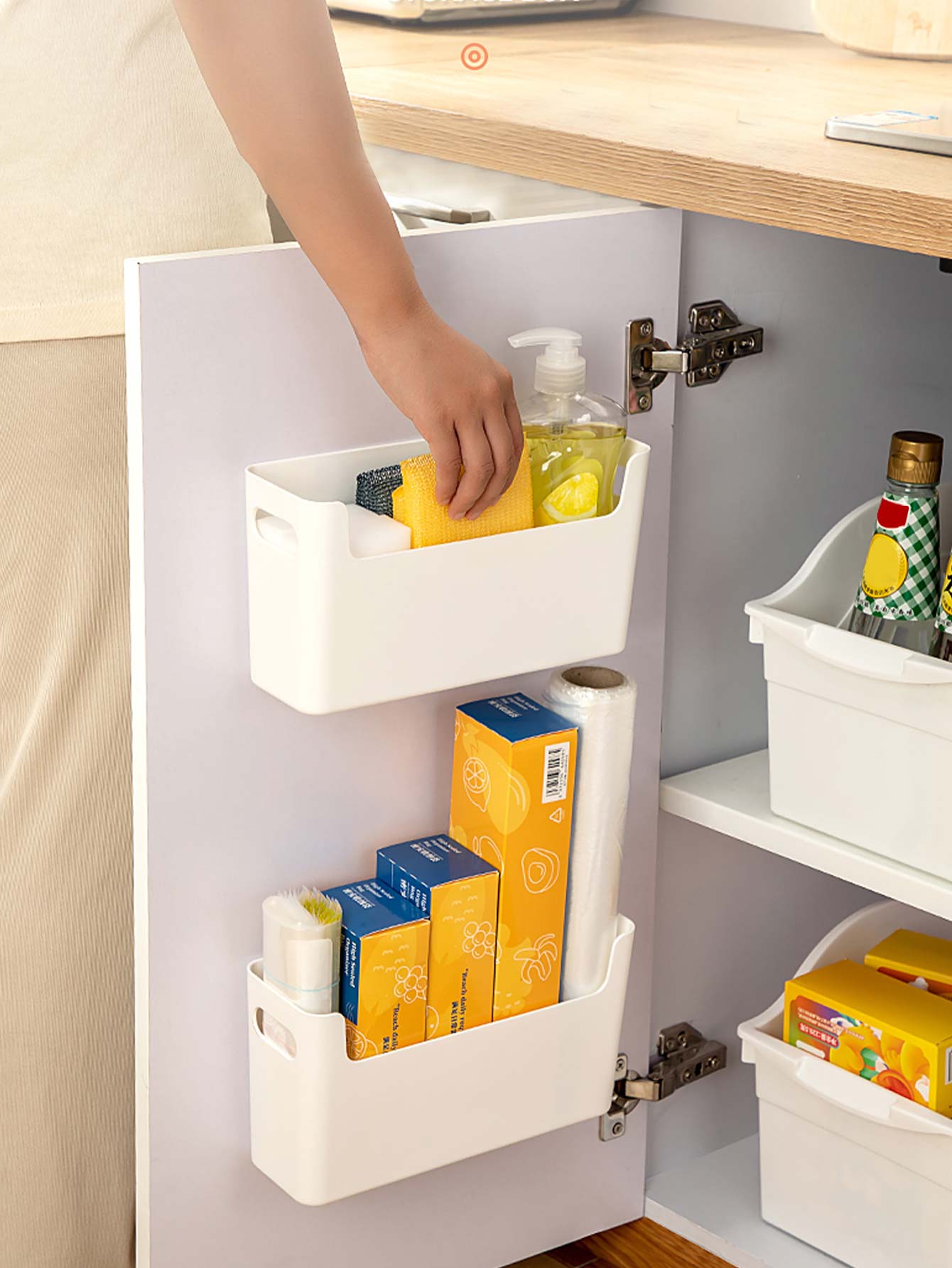 Kitchen Zo - Punch Free Cabinet Door Organizer Plastic