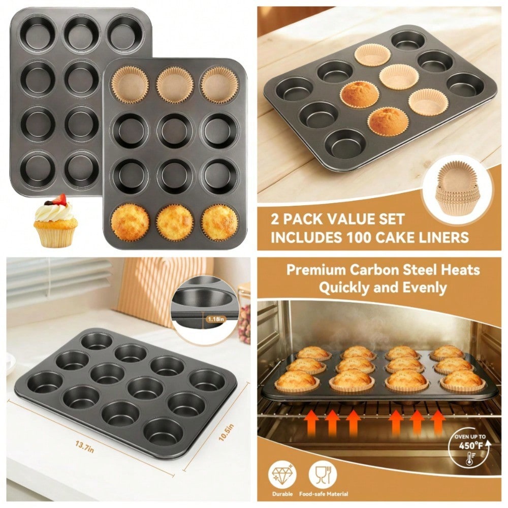 2 Pack Muffin Pan With 100 Cup - Muffin Tin Nonstick 评论和价格