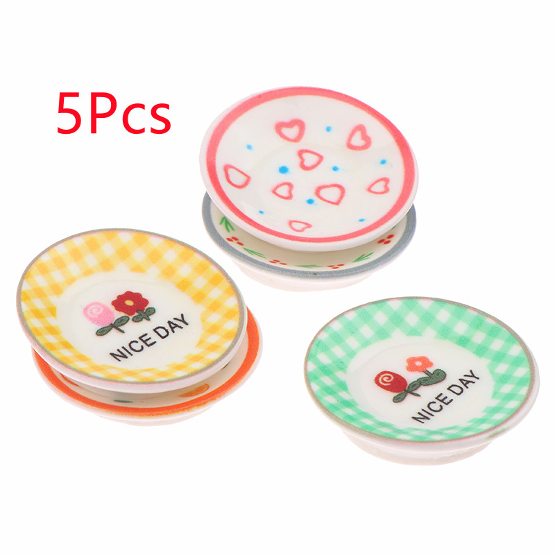 5Pcs 1/12 Dollhouse Mini Plate - Kitchen Baking Storage 评论和价格