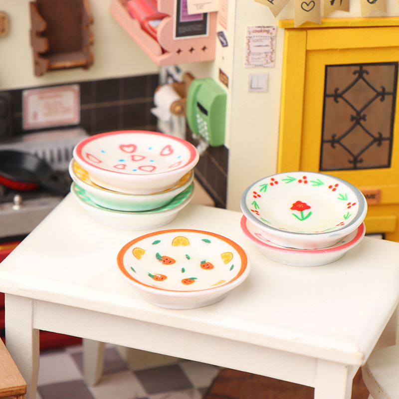 5Pcs 1/12 Dollhouse Mini Plate - Kitchen Baking Storage 评论和价格