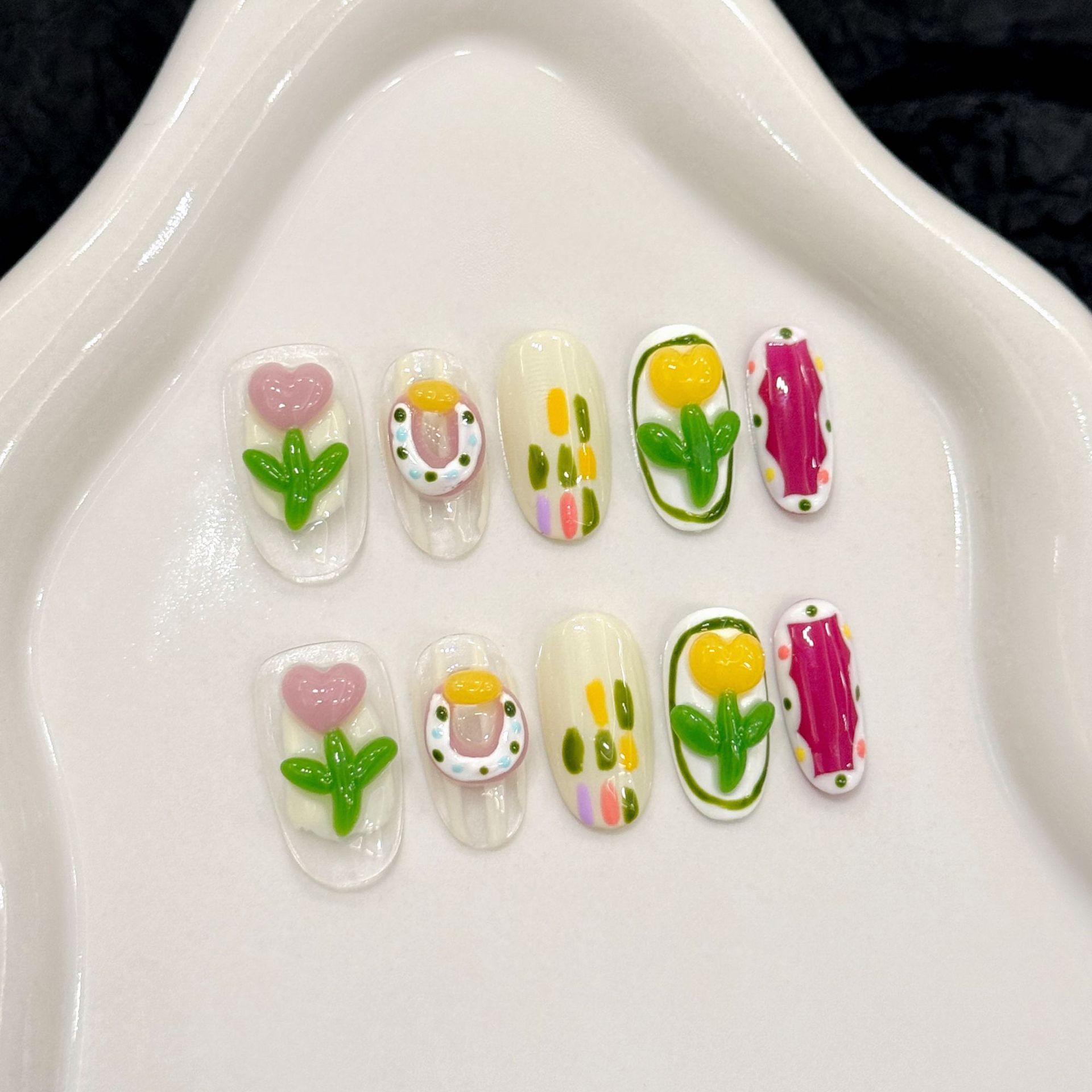 10pcs Handmade Press on Nails  - Decorating Tip Set 评论和价格