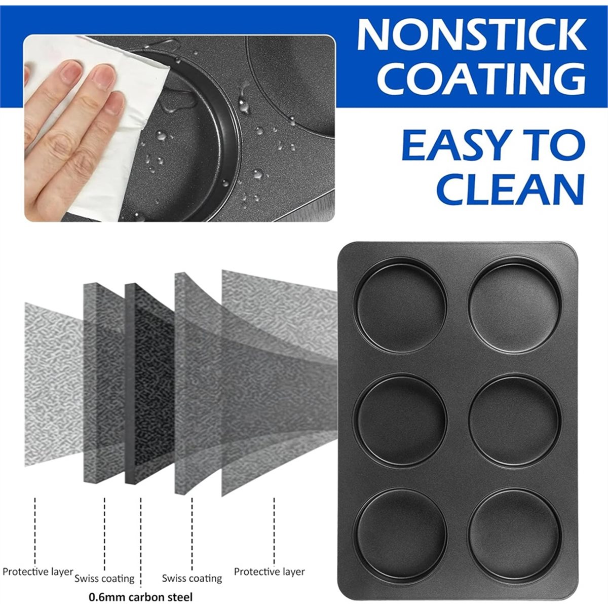 A67T NEW 6 Cup Straight Side J - Muffin Tin Nonstick 评论和价格
