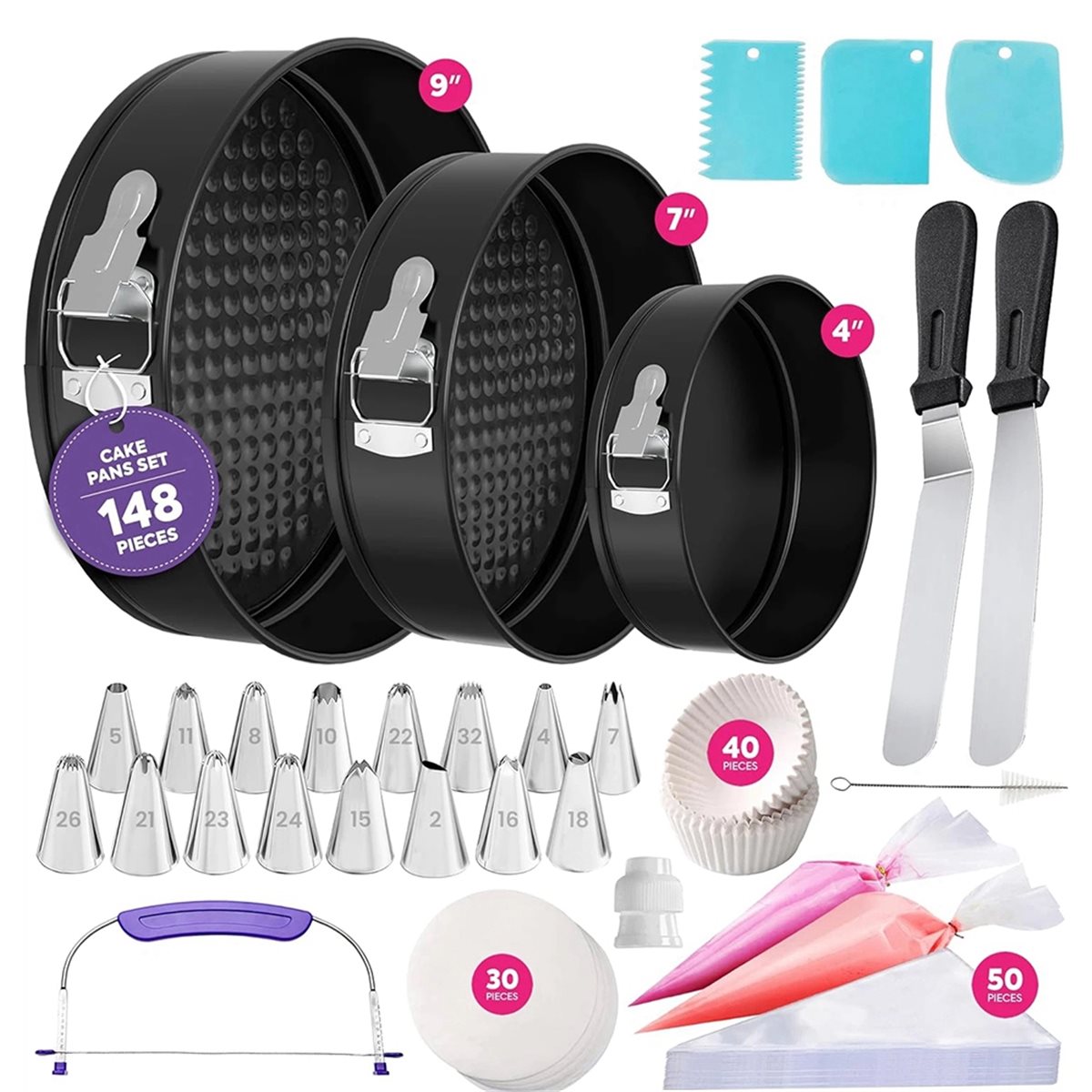 M10K 148PCS Cake Pan Set for B - Springform Pan Set 评论和价格