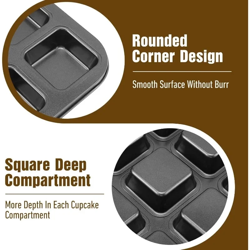 12 Cavity Baking Tray Square M - Muffin Tin Nonstick 评论和价格