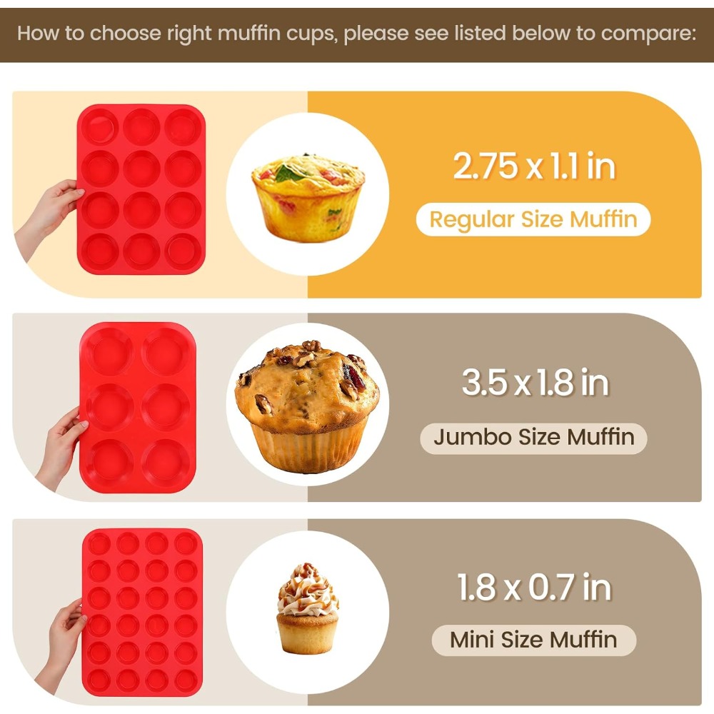 12 Cup Silicone Muffin Pan Non - Muffin Tin Nonstick 评论和价格