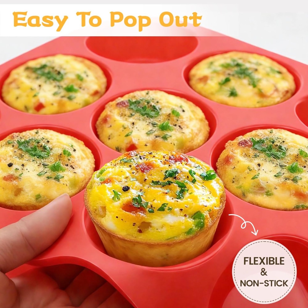12 Cup Silicone Muffin Pan Non - Muffin Tin Nonstick 评论和价格