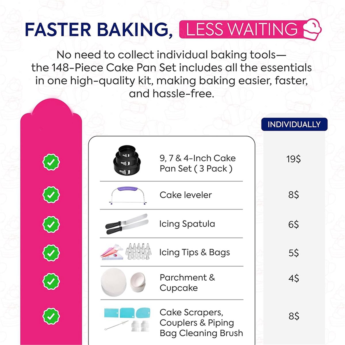 AIMA 148PCS Cake Pan Set for B - Springform Pan Set 评论和价格
