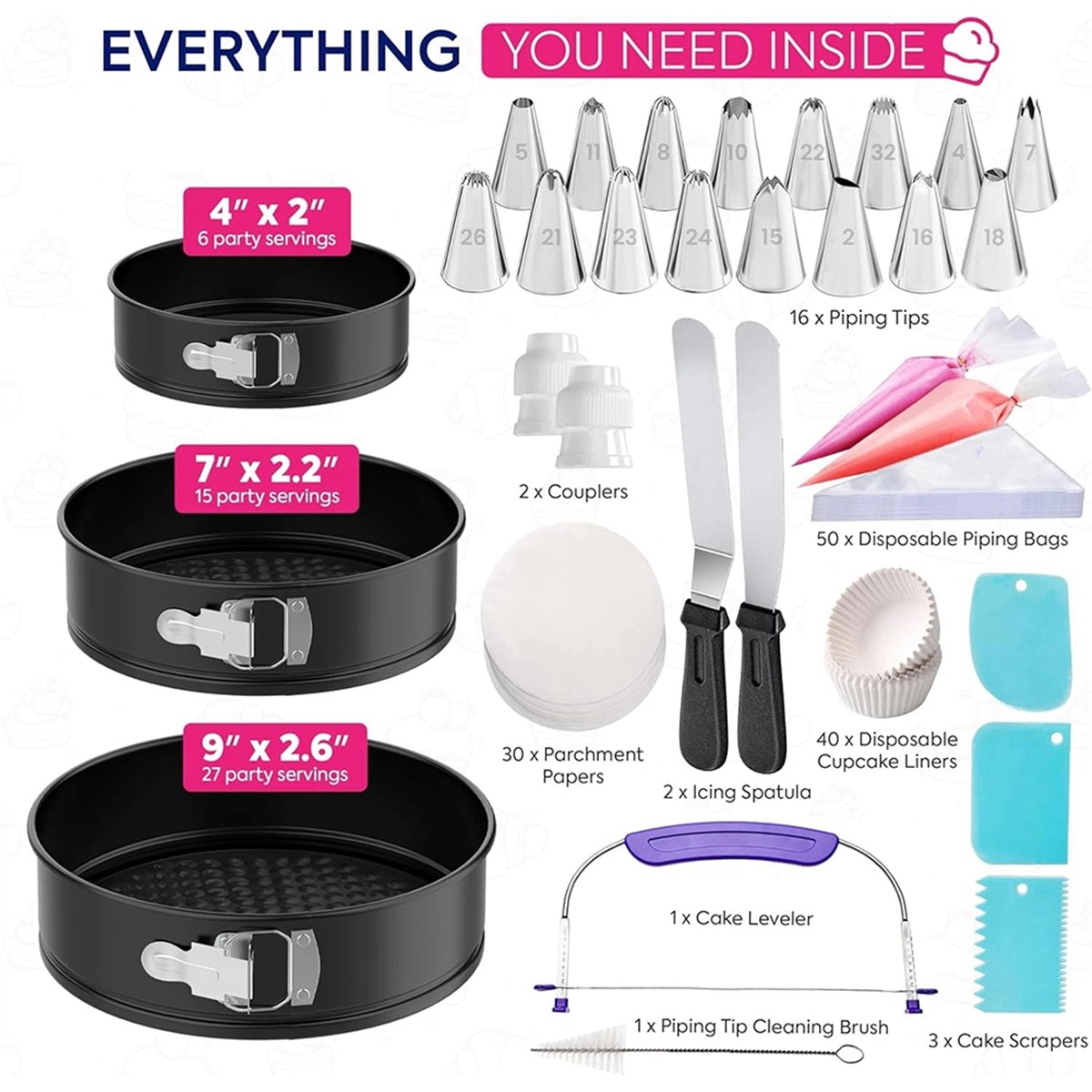 AIMA 148PCS Cake Pan Set for B - Springform Pan Set 评论和价格