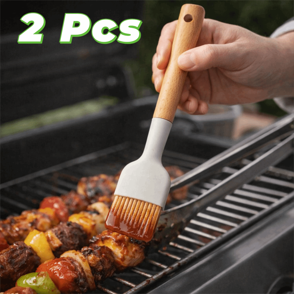 2PCS Wooden Handle Silicone Ba - Pastry Brush Silicone 评论和价格